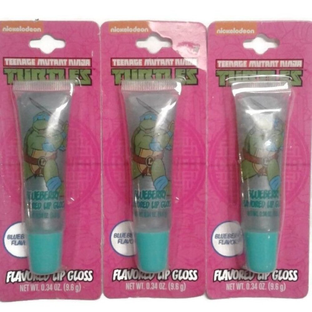 Nickelodeon Teenage Mutant Ninja Turtles Blueberry lip gloss TMNT 3 tubes NEW